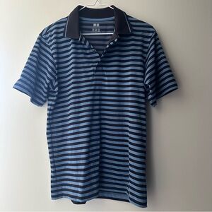 Uniqlo DRY-EX Blue & Brown Striped Short Sleeve Polo Shirt